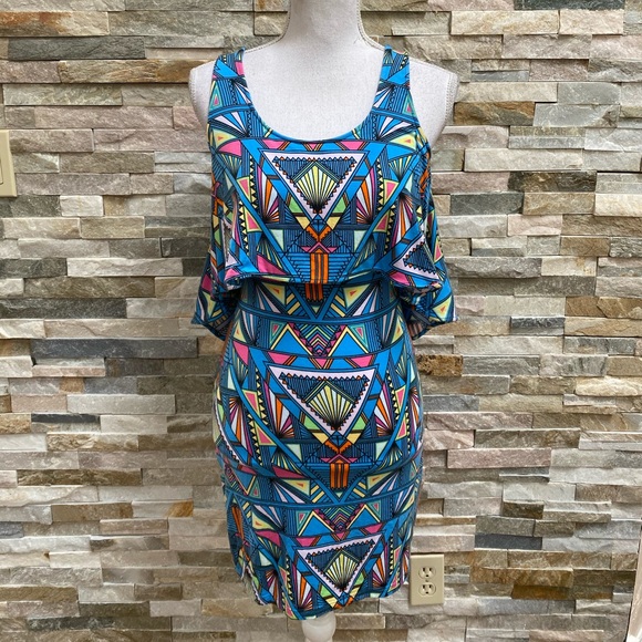 Mara Hoffman Modal Aztec Inca Print Ruffle Dress - Picture 2 of 6